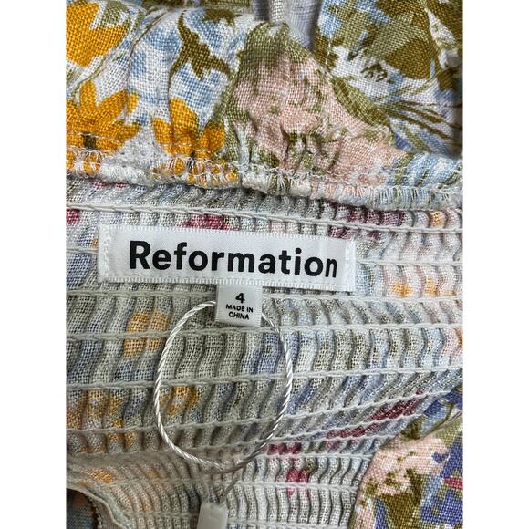 Reformation 'Amethyst' Yellow Linen Dress Size 4 - Picture 3 of 4